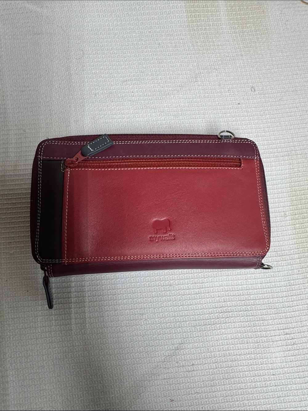 Mywalit Red Leather Zip Wallet